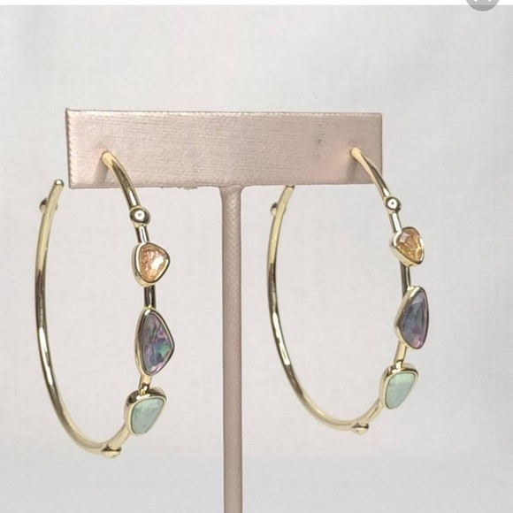 Kendra Scott Jewelry - NWT❤️KENDRA SCOTT❤️ gold hoops with semiprecious stones